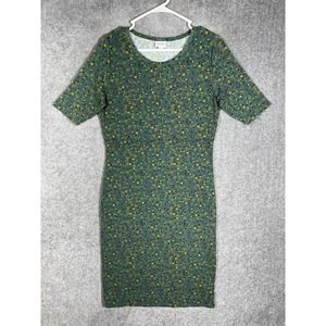 Lularoe Julia Short Sleeve Midi Dress Womens‎ Size Medium Stretch Green Floral